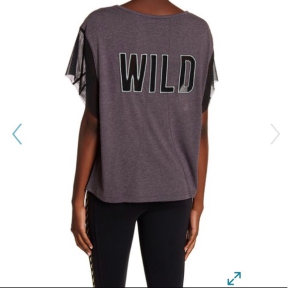 Free People “WILD” Black Mesh Gray Graphic Top - Picture 8 of 13